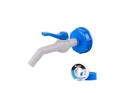 Sada - PP kohoutek 45° s připojením IBCS60x6 pro 19mm hadici s PTFE páskou