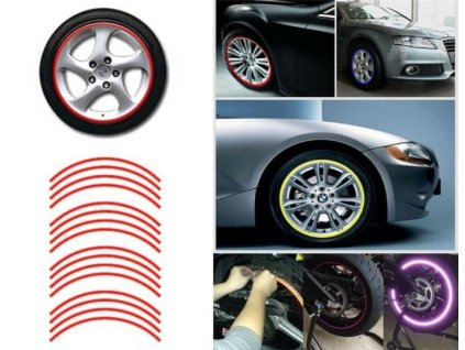 Reflexní pásky na kola, červená