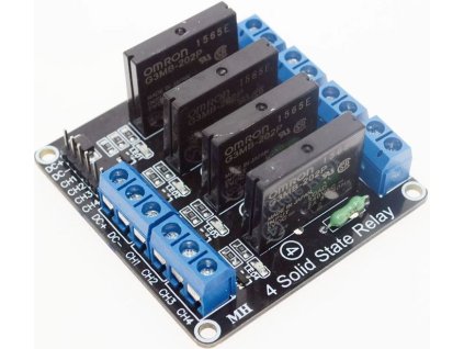 Modul relé SSR 4x, napájení 12V, spouštění vysokou úrovní