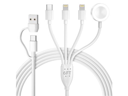 Nabíjecí kabel 4 v 2, USBA/C - USB-C, 2x Lightning 8 pin, iWatch