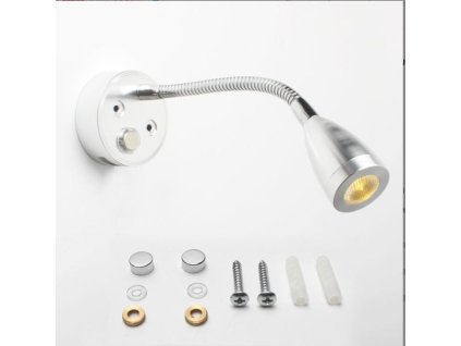 Flexibilní čtecí LED lampa stříbrná, stmívatelná, 12-24V, 3W, st. bílá