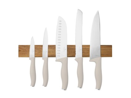 Sada nožů s magnetickým držákem z akátového dřeva 6 ks Sahara Collection