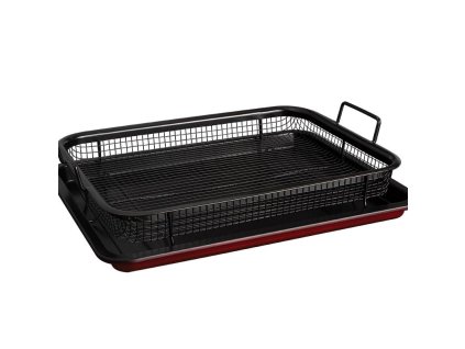 Plech na pečení s nepřilnavým povrchem a kov. košem Burgundy Metallic Line 32,5x24,5x2 cm