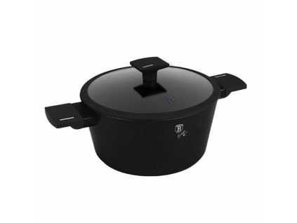 Kastrol s titanovým povrchem a poklicí 24 cm Matte Black Collection