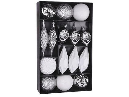 Baňky MagicHome bílo-stříbrné, 15ks