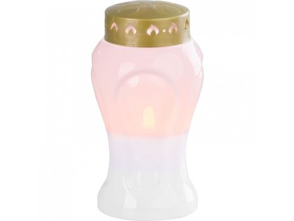 Kahan s LED svíčkou bílý 17cm MagicHome TG-26, na hrob, (součást balení 2xAA)