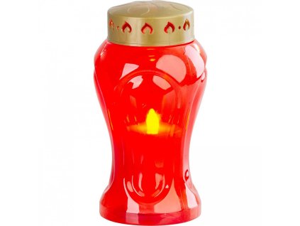 Kahan s LED svíčkou červený, 17cm MagicHome TG-26, na hrob, (součást balení 2xAA)