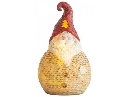 Postavička Xecco 62109, Santa kulatý malý, LED, polyresin, 19,5cm