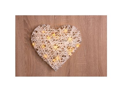 Světlo MagicHome Rattan Metal Heart, 15xLED, 30x6cm, 3xAA