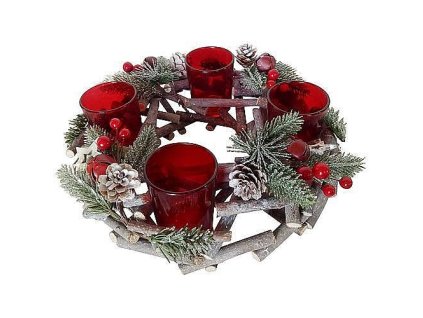 Věnec adventní MagicHome Xm1804, 27x27x6cm, červený