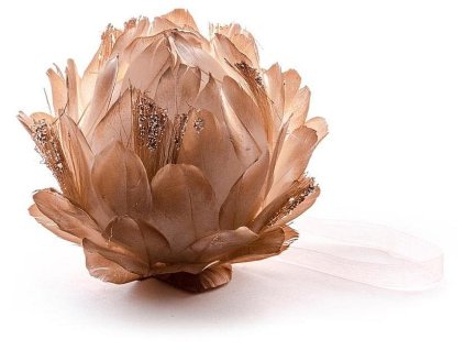 Dekorace MagicHome péřová zlatá, 10cm