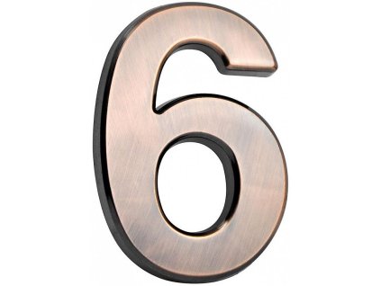 Domovní číslo "6" MagicHome, s lepící páskou, bronzové, 70x100 mm, ABS
