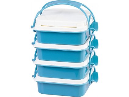 Obědník hranatý MagicHome, 4 dílný, s příborem, 4x0,8 lit., 16x19,5x26 cm