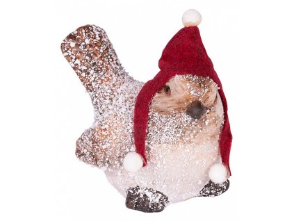 Dekorace Xecco 165923, Ptáček s čepičkou, terakota, 9cm