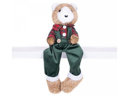 Dekorace MagicHome Medvěd v kárované košili, 17x14x26cm