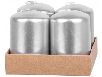 Svíčka MagicHome střibrná, 4x6cm, 4ks