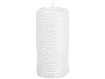 Svíčka s flitry MagicHome bílá, 5x9,5cm