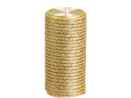 Svíčka s flitry MagicHome zlatá, 5x9,5cm