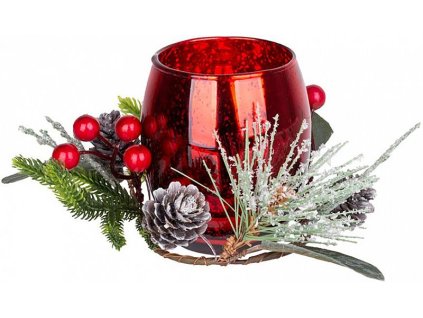 Svícen MagicHome červený, 15,3x15,3x10cm