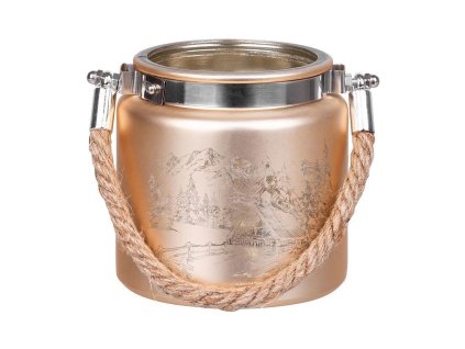 Svícen s krajinou a lanem MagicHome zlatý, 10x10cm