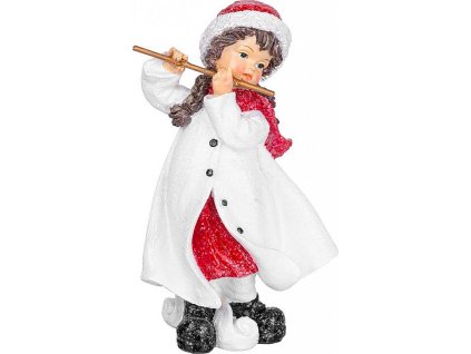 Dekorace MagicHome Děvčátko s flétnou, polyresin, 12x12x20cm