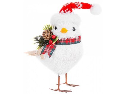 Dekorace MagicHome Vánoční kuřátko s čepkou, 12x9x18cm