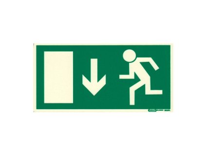Tabulka - Únikový východ - šipka dolů (FL samolepka 210x105 mm)