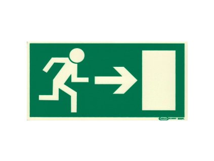 Tabulka - Únikový východ vpravo (FL plast 210x105 mm)