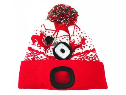 Čepice LED s bambulí, 4xSMD LED, USB, červená, M