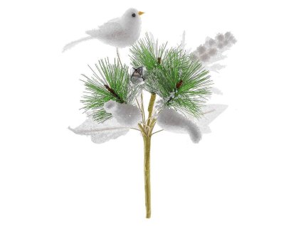 Větvička MagicHome s ptáčkem, bílá