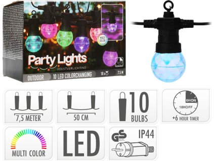 PROGARDEN Světelný řetěz žárovky  LED PARTY 10 ks 7,5m KO-AF5300210