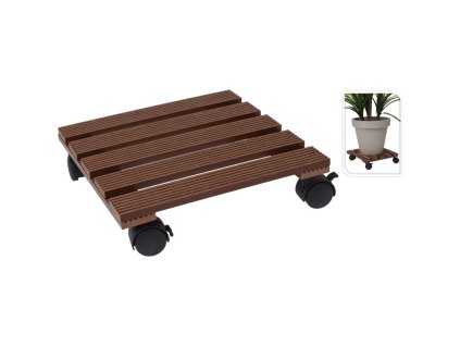 PROGARDEN Podstavec pod květináč s kolečky 29X29cm hnědý KO-X64000070