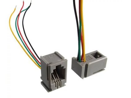 Zdířka RJ10 4P4C panelová s drátovými vývody 120mm