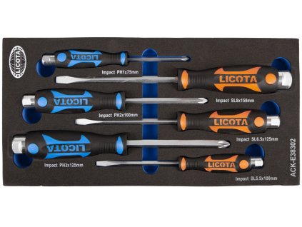 Sada úderových šroubováků v pěnové výplni, 6 ks - LIACKE38302