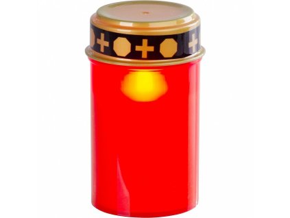 Kahan s LED svíčkou červený, 12cm MagicHome TG-10, na hrob, (součást balení 2xAA)