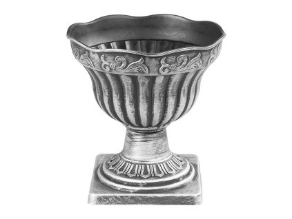 Kvetináč Antik s podstavcem 30x30cm stříbrný, metalický efekt