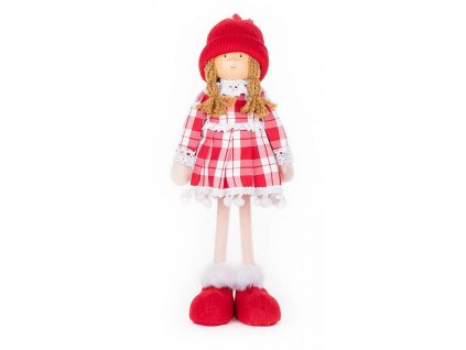 Dekorace MagicHome Holčička v károvaných šatech, 32cm