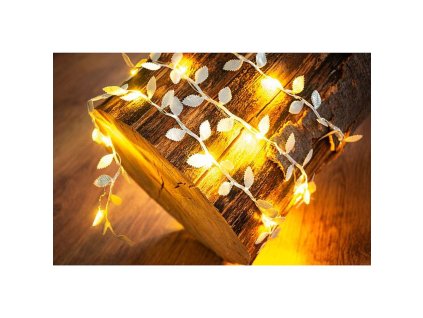 Řetěz MagicHome Leafdeco, 20xmLED teplá bílá, 2xAA, IP 20, interiér, 1,90m