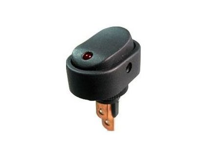 Vypínač kolébkový ON-OFF 1pol.12V/20A, prosvětlení LED 12V