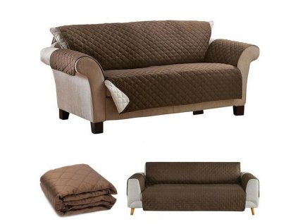 Přehoz potah na pohovku oboustranný, hnědý-krémový