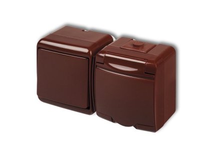 Zásuvka s vypínačem č.1, IP54, hnědá, Karlik