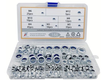 Matice metrické samozajišťovací, sada 188ks (M3-M12)