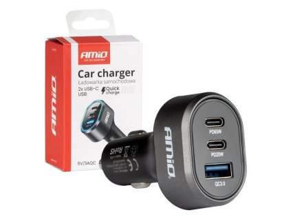Autoadaptér 85W QC3.0 PD65W PD20W 2x USB-C 1x USB-A AMIO