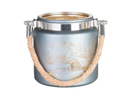 Svícen s krajinou a lanem MagicHome šedá, 10x10cm