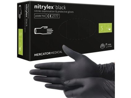 Nitrilové rukavice černé bez pudru 100ks./bal., velikost S/7