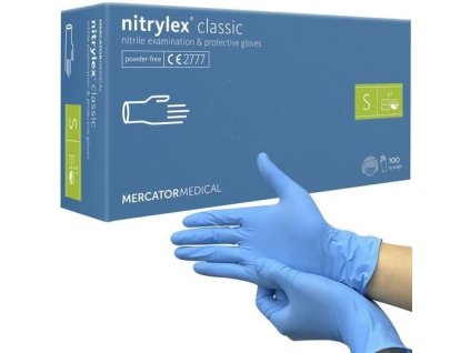 Nitrilové rukavice modré bez pudru 100ks./bal., velikost S/7