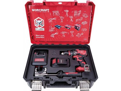 Set Worcraft XCUBE004 Toolbox, bezuhlíkový šroubovák CHD-S20LiBH, 1x 4.0 Ah akumulátor, 1x nabíječka