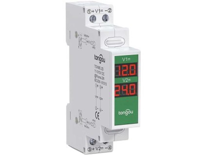 Voltmetr na DIN lištu TOVME-2D 2x 11-310VDC