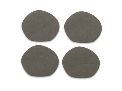 KELA Podtácky pod hrnec Stone PU kůže tmavě šedá 4 kusy 12,0x10,0x0,2cm KL-12656