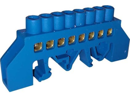 Nulovací můstek na DIN lištu FT033 8pólů modrý izolovaný